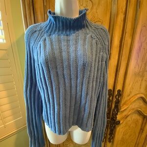American Eagle Outfitters Blue Cowl Neck Sweater Medium